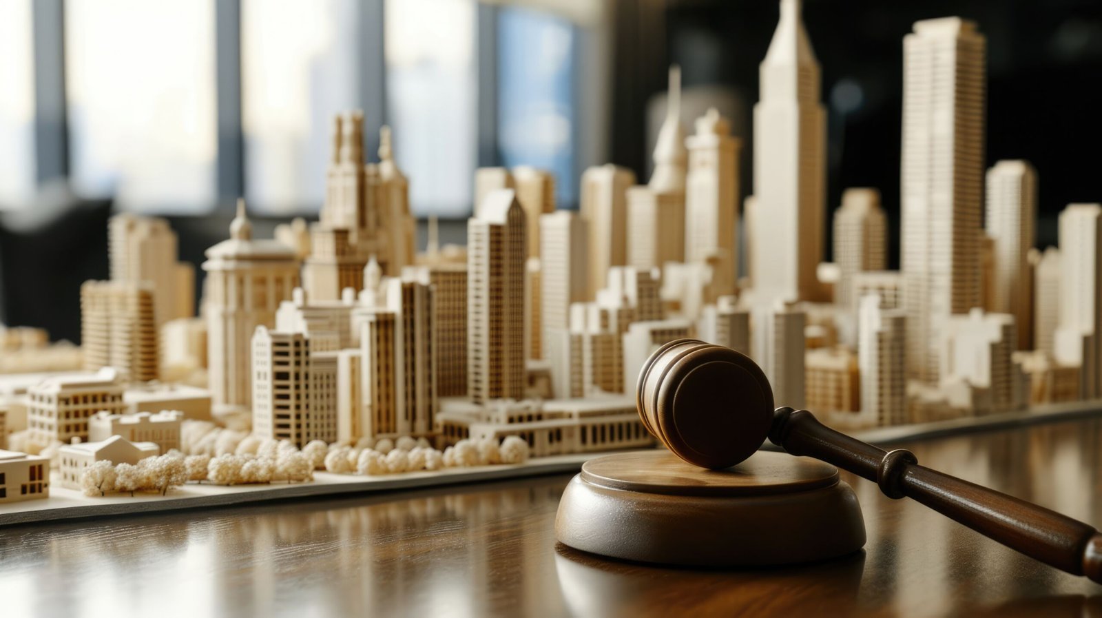 close up view gavel wooden base near architectural model aigx02 scaled ARENAYA FIRM LAW DUBAI